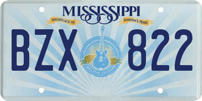 MS license plate BZX822