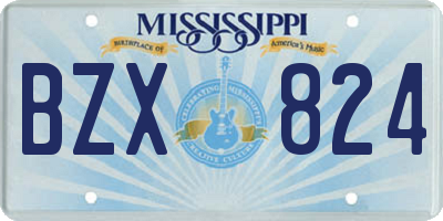 MS license plate BZX824