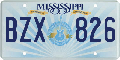 MS license plate BZX826