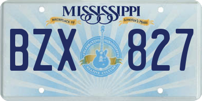 MS license plate BZX827