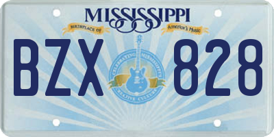 MS license plate BZX828