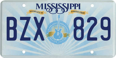 MS license plate BZX829