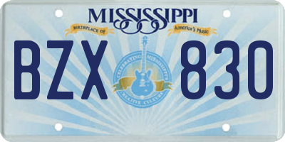 MS license plate BZX830