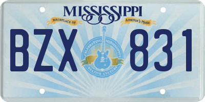 MS license plate BZX831
