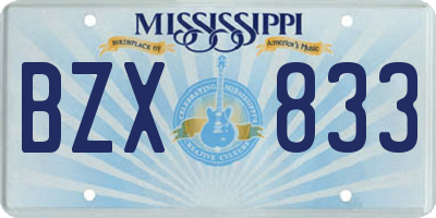 MS license plate BZX833