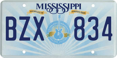 MS license plate BZX834