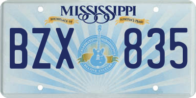 MS license plate BZX835