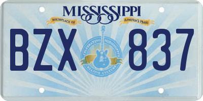 MS license plate BZX837