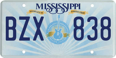 MS license plate BZX838