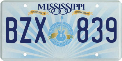 MS license plate BZX839