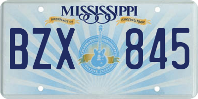 MS license plate BZX845