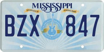 MS license plate BZX847