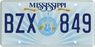 MS license plate BZX849
