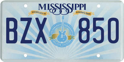 MS license plate BZX850