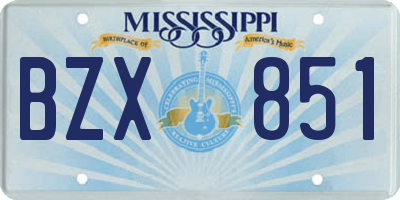 MS license plate BZX851