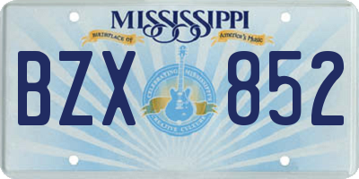 MS license plate BZX852