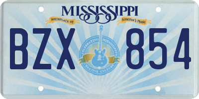 MS license plate BZX854