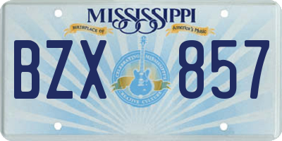 MS license plate BZX857