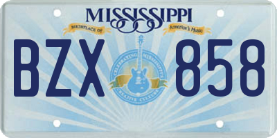 MS license plate BZX858