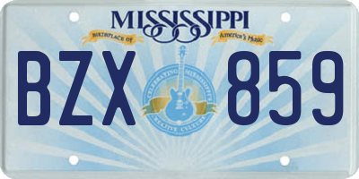 MS license plate BZX859