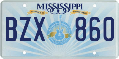 MS license plate BZX860