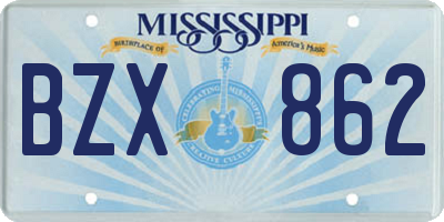 MS license plate BZX862