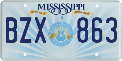 MS license plate BZX863