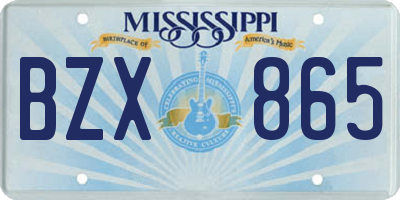 MS license plate BZX865