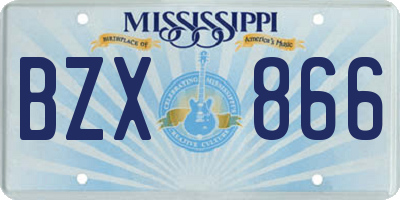 MS license plate BZX866