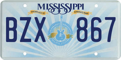 MS license plate BZX867