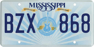 MS license plate BZX868