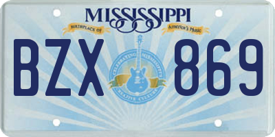 MS license plate BZX869