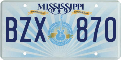 MS license plate BZX870