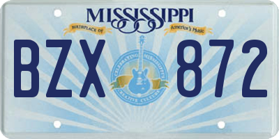 MS license plate BZX872
