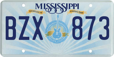 MS license plate BZX873