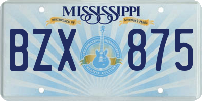 MS license plate BZX875