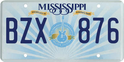 MS license plate BZX876