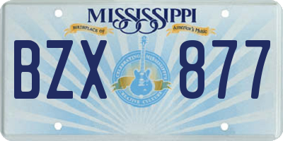 MS license plate BZX877