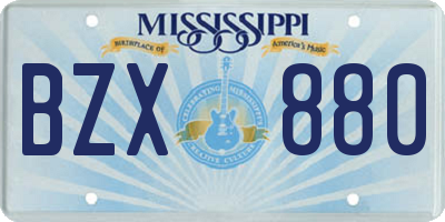 MS license plate BZX880