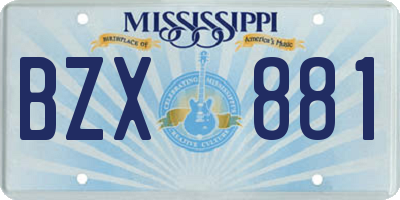 MS license plate BZX881