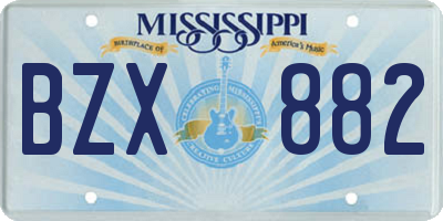 MS license plate BZX882