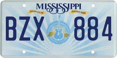 MS license plate BZX884