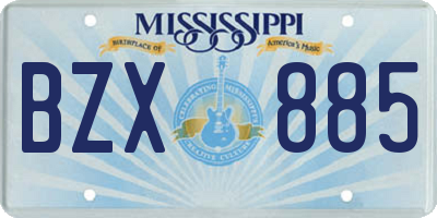 MS license plate BZX885