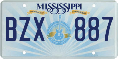 MS license plate BZX887