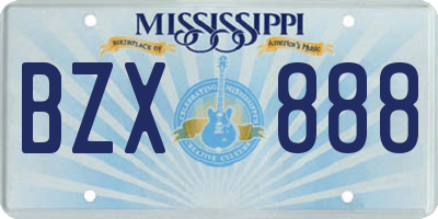 MS license plate BZX888