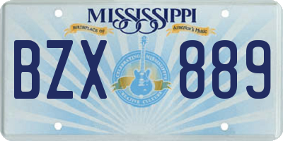 MS license plate BZX889