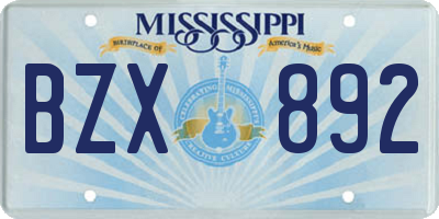 MS license plate BZX892