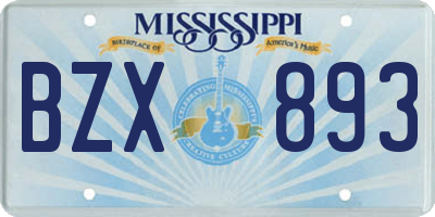 MS license plate BZX893