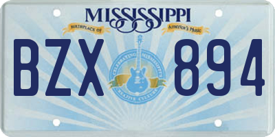 MS license plate BZX894