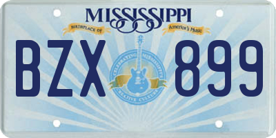 MS license plate BZX899